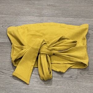 Mustard Yellow The Drop Strapless Tube Top Bustier With Bow Tie Front | Size L